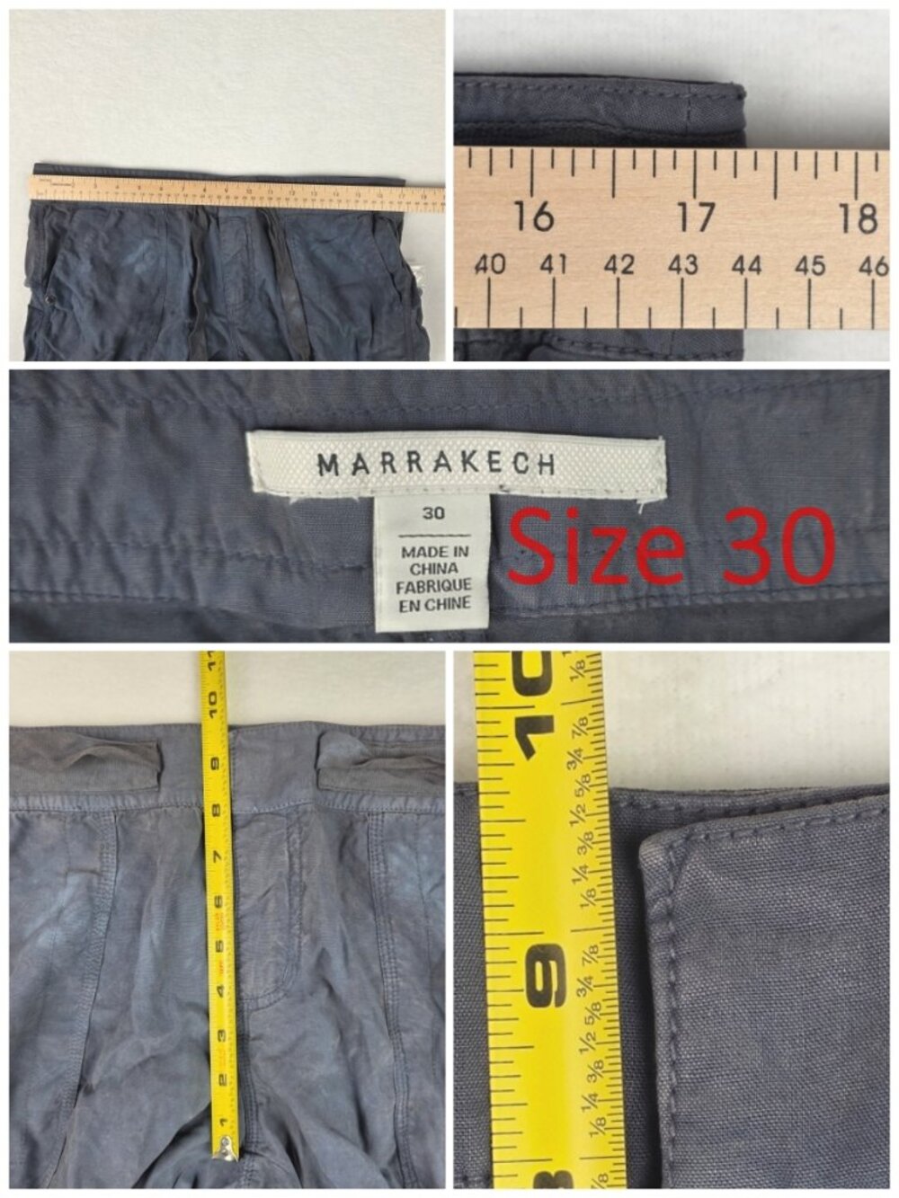 Marrakech Blue Gray Charlotte Roll Tab Tencil Pants Anthropologie - Picture 9 of 11